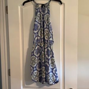 blue and white dress